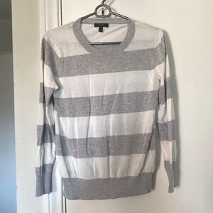 J crew grey and white striped top